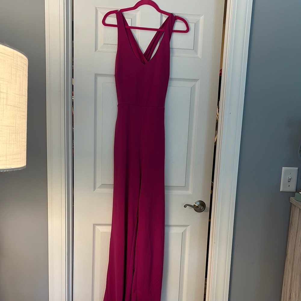 Pink V-Neck Jumpsuit